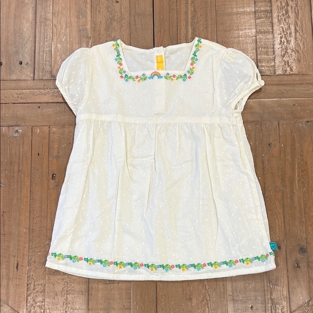 Little bird by jools Oliver Swiss dot flower embroidered blouse 7-8 years